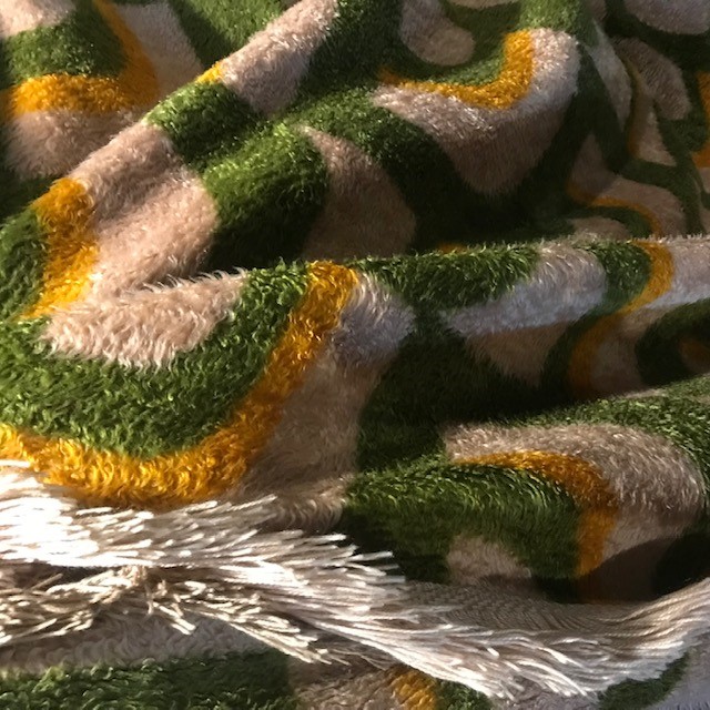 BLANKET, Retro Green and Orange w Fringing